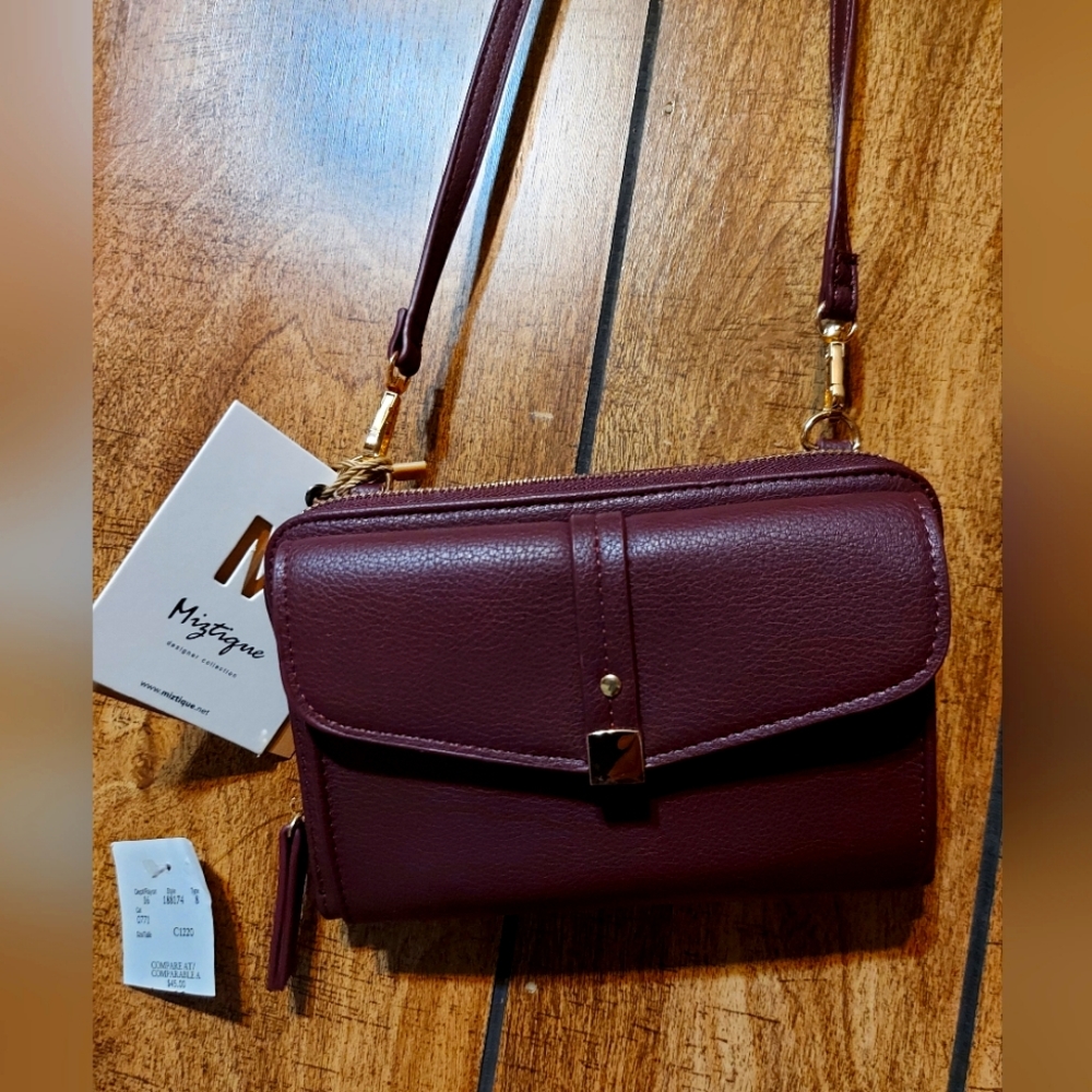 Brand new. Miztique Crossbody bag zip wallet